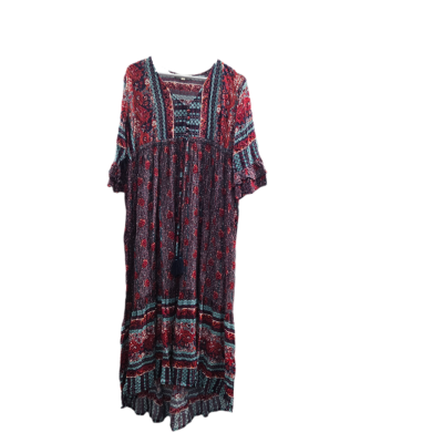 Adrift Women's Boho Floral Paisley Tiered High-Low Maxi Dress - Size M