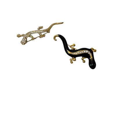 Set of 2 Lizard brooches 