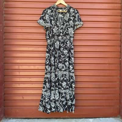Max Studio Womens Size L Black & White Floral Dress 