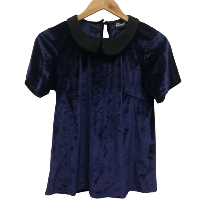 Revival Womens  Size 10 Short Sleeve Top Navy Blue 