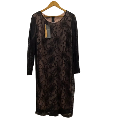Liz Jordan Women's Size 16 Long Sleeve Lace Dress Black  / Nude RRP$250