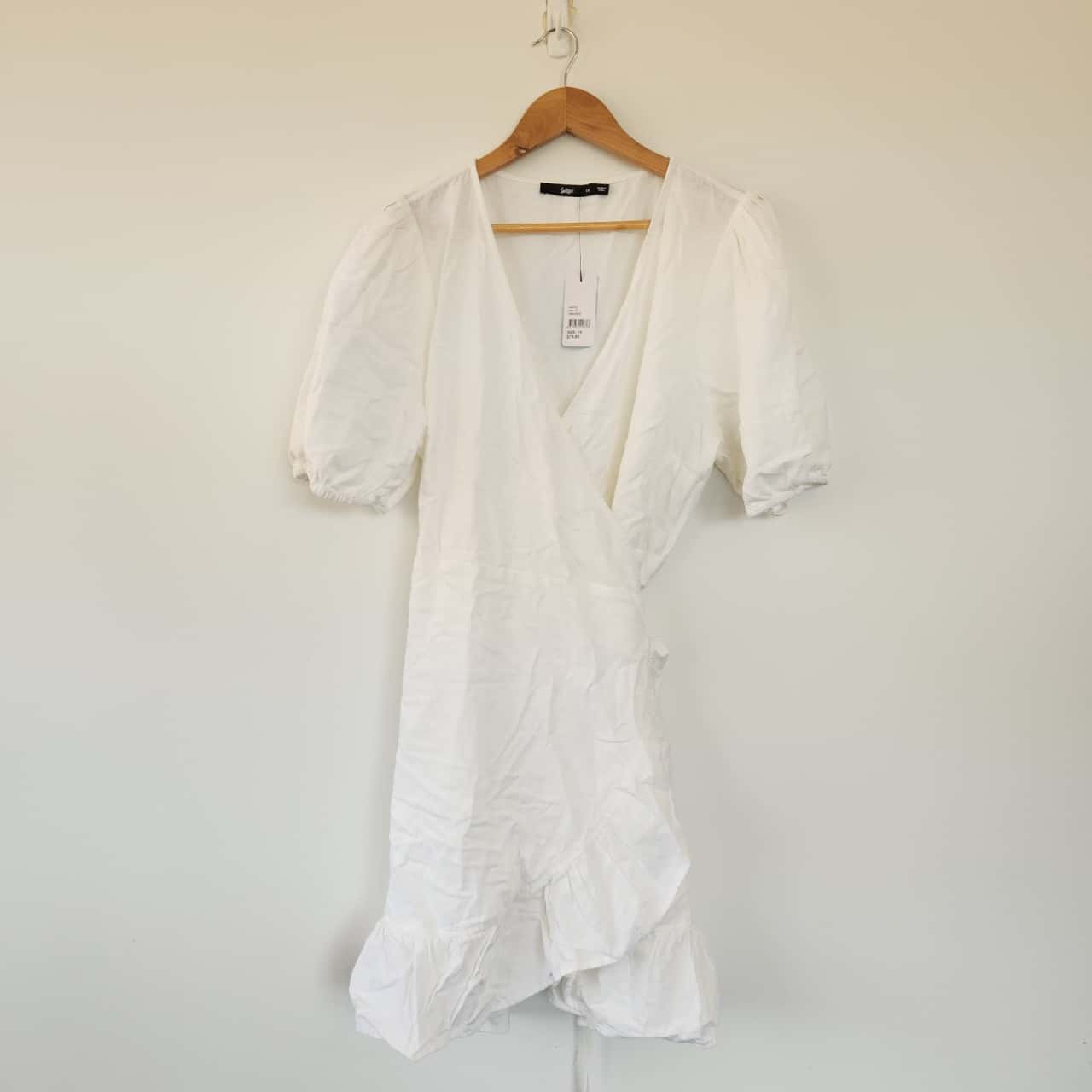 Sportsgirl Linen Rich White Wrap Dress Size 18 / Plus Size / XXXL