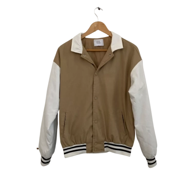 Luck & Trouble Womens  Size 10 / M Bomber Jacket Beige / Black  / White 