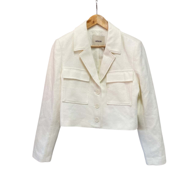 Unison Womens  Size 14 Boucle Cropped Jacket White RRP $199.95