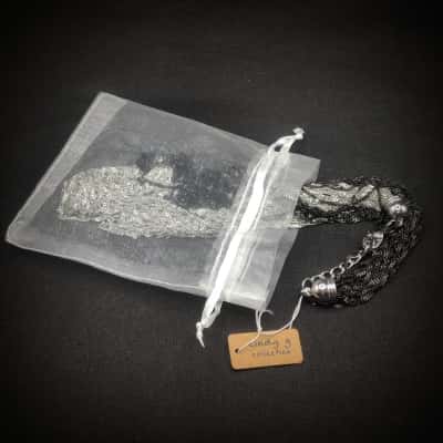 Perfect Accessory "Cindy G" 80cm Silver Look & Black Linked Necklace In Gift Pouch