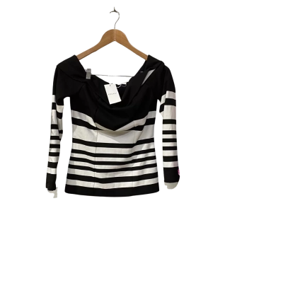Kookai Womens  Size 10 Long Sleeve Amalfi Striped Top Black / White 