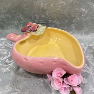 Vintage Kalmar Lustre Ware Strawberry Serving Bowl