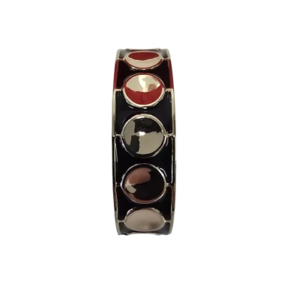  Womens Bangle Black Oval Bangle with Gold Tone Dot design