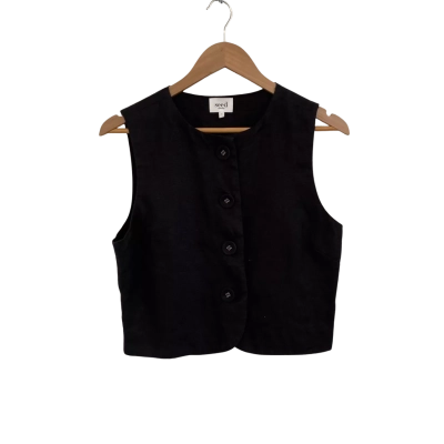 Seed Heritage Womens  Button-Up Vest Size 10 Black  
