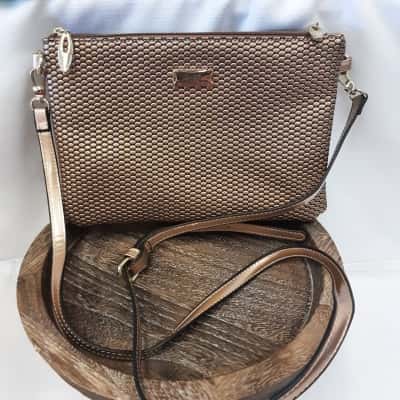 Serenade Beverly Hills collection deep bronze metallic Style multi-zip shoulder bag