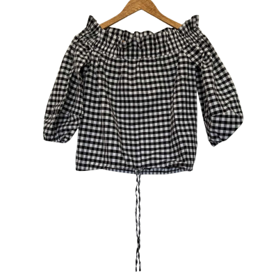 Forever New Size 4 Black / White / Checkered Shirt