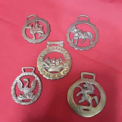 5 brass assorted vintage rustic small brass plaques