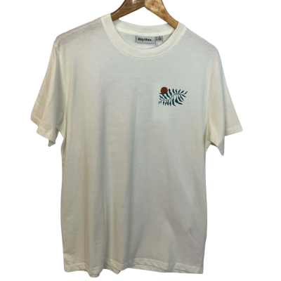 Rhythm Mens T-shirt  Size S Off White / Pattern 
