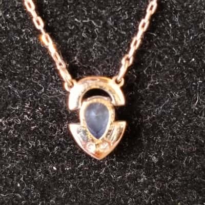 Swarovski Silver Tone Cable Chain Necklace Blue Crystal Halo Pendant. 45cm long.