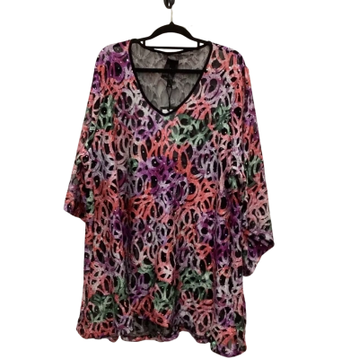 Taking Shape Womens  Size 20 3/4 Sleeve Top Black  / Multicoloured Sheer Lace RRP $169.99