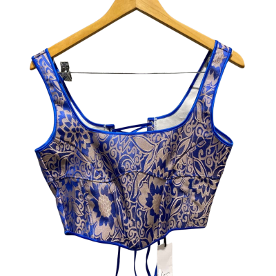 Love Notes Womens  Size L Bustier Brocade/ Party Top Blue / Champagne 