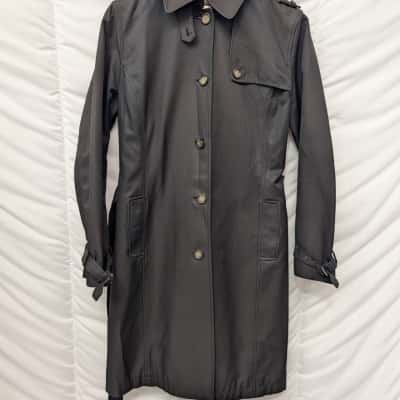 David Lawrence Womens Black Trench Coat - Size 12