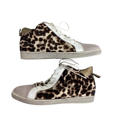 Gelato Leopard Calf Hair Leather Sneakers Side Zip Size 42 BNWT