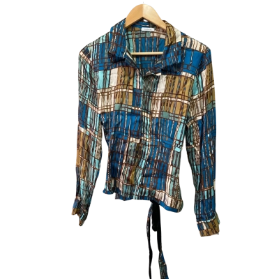 Cacharel Womens  Size S Blouse Blue / Brown / Green 