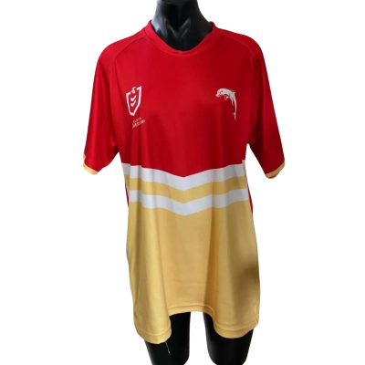 NRL dolphins Size L Short Sleeve T-shirt Red / Yellow 