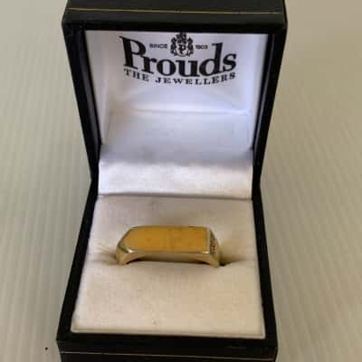 Solid 925 Silver Gold Vermeil Men's Signet Ring - Size W