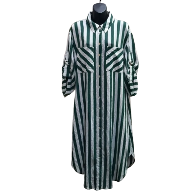 SUSSAN Dark Green & White Stripe Button Through Dress in Size 14