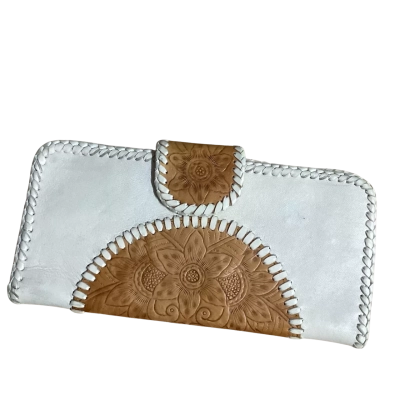 Mahiya large leather wallet Beige / Brown / Cream 