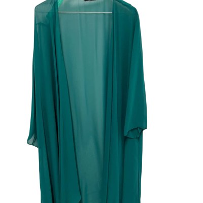 Green dress and floaty overcoat approx Size 20  Armpit to armpit 26 inches lined dress