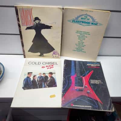 Vintage Music Songbooks & Guitar Tab Books Bundle (Stevie Nicks, Fleetwood Mac, Cold Chisel, and Heavy Metal Rhythm Guitar Vol. 2)