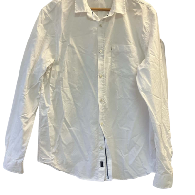 Academy Brand Mens White Cotton  Blue trim inside collar