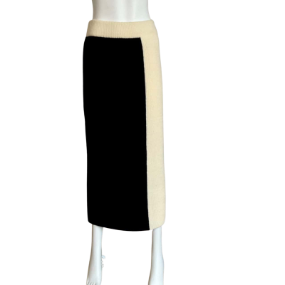 White Closet Womens  Size L Fitted Maxi Skirt Black and Cream with Tags