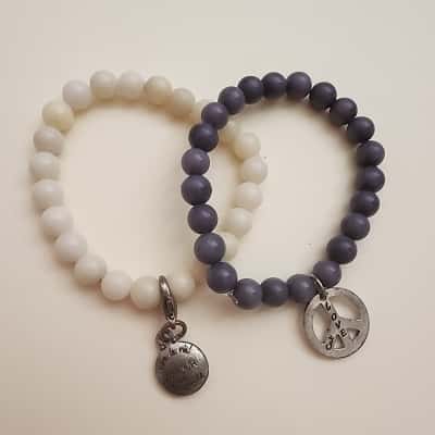 Cat Hammill Womens Inspiration Natural Stone Bracelet Grey / Silver / White 
