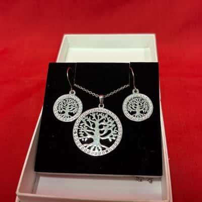 Lenica Tree of Life Necklace and Matching Ear Earrings Set 