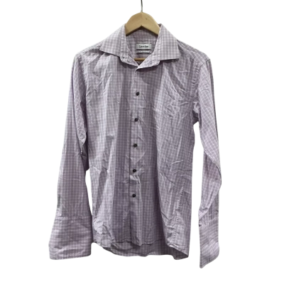 Calvin Klein Mens Size 39 Checked Shirt Purple/White 