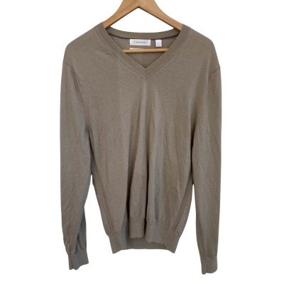 Trenery 100% Merino Wool Mens  Size M Jumper Beige / Grey 