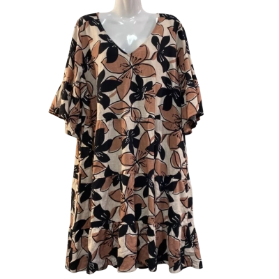 Suzannegrae Womens  Size 18 Short Sleeve Dress  Black  / Brown / Cream RRP $79.95