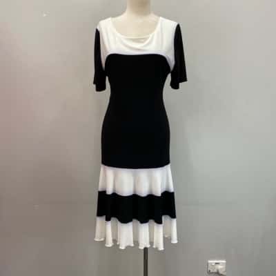 Joseph Ribkoff Womens  Size 16 Midi Dress Black  / White 