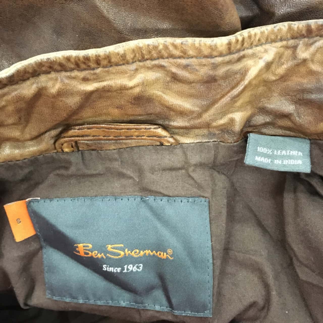 Ben Sherman Mens Size S Leather Jacket Brown