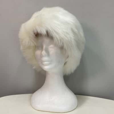  Womens Faux Fur Hat One Size White 