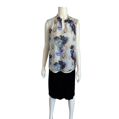 Perri Cutten Womens  Size S Sleeveless Floral Silk Blouse 