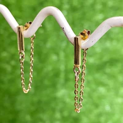 Gold-Tone Chain Earrings (Stud Stamped 925)