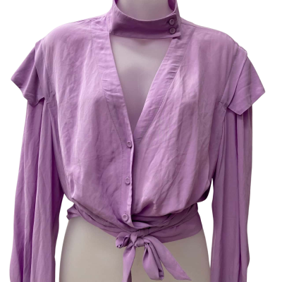 Witchery Tie Front V Neckline Blouse in Mauve Size 10