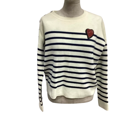 Maje Love Heart  Size 2 Jumper Black  / Cream 