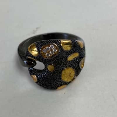 Textured Two Tone Cocktail Ring 