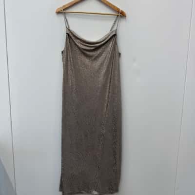 Country Road Metallic Cowl Neck Midi Dress - Size XL 