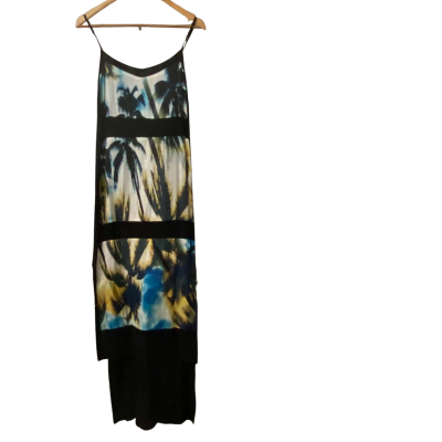 Suboo Womens  Size 8 Maxi Dress Black with palm tree design