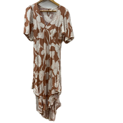Kivari Womens Dress Size 10 Brown / Cream / Floral / Pattern 