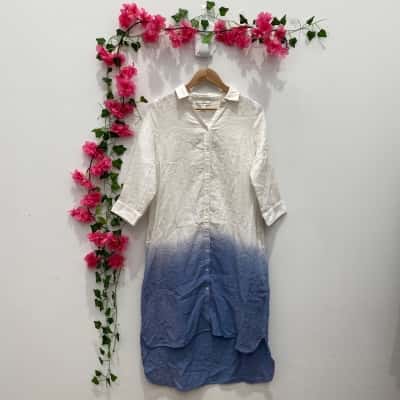 Maru Mara Womens  Size 14 Shirt Dress Navy Blue / White 