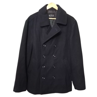 Kenji Mens Size XXL Navy Blue Wool-blend Coat