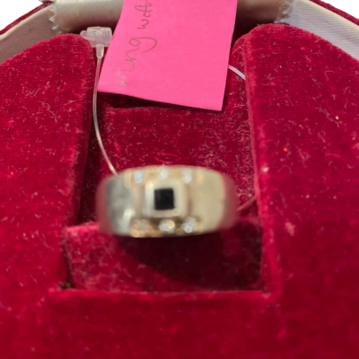 Ring Silver with Dark Stone Size 62